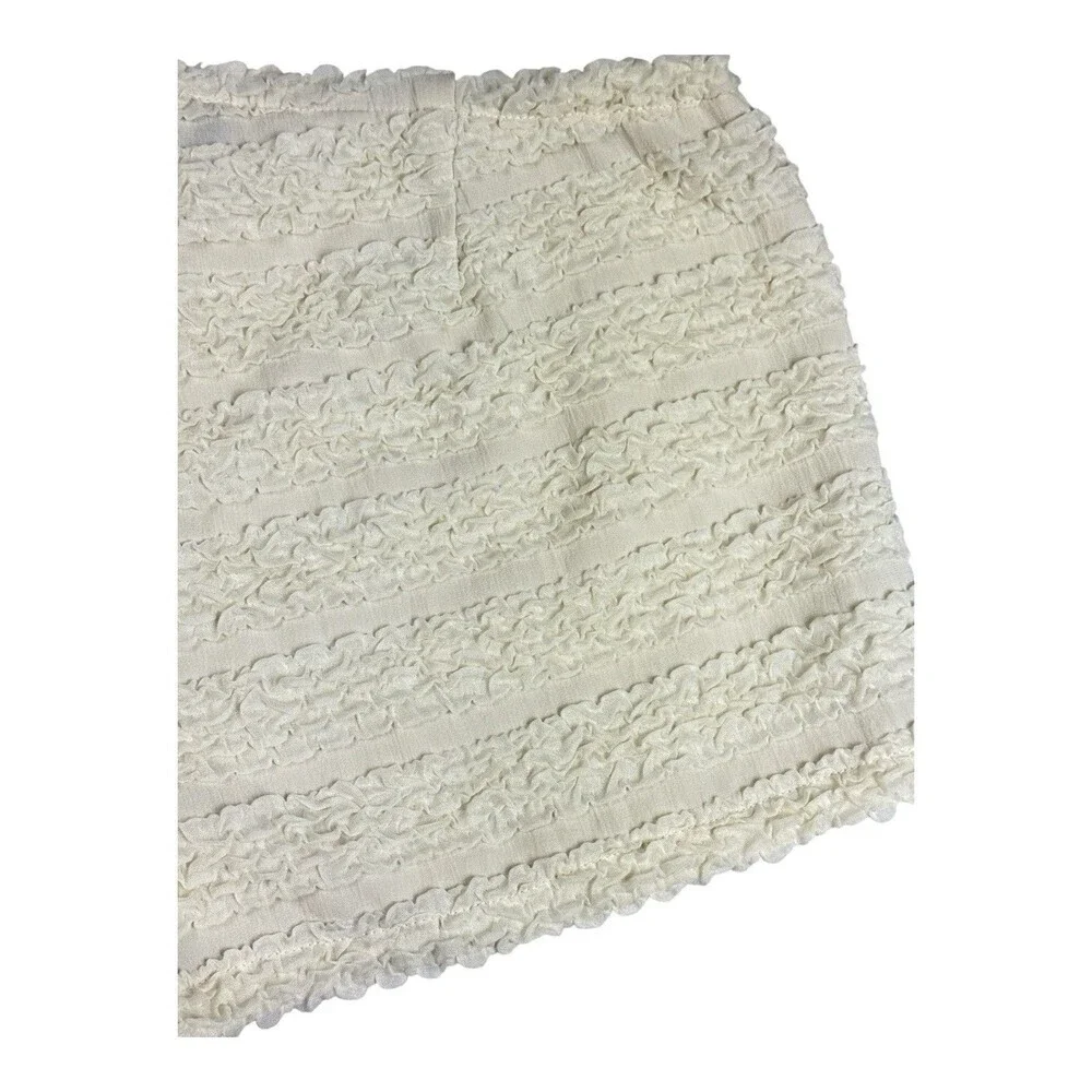 Lioness Kourt Bloomer Shorts L Porcelain Ivory Textured Ruffle Drawstring